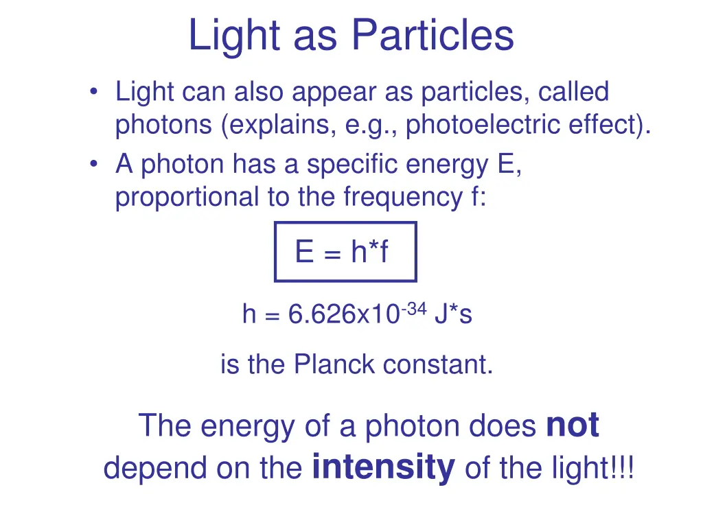 light as particles