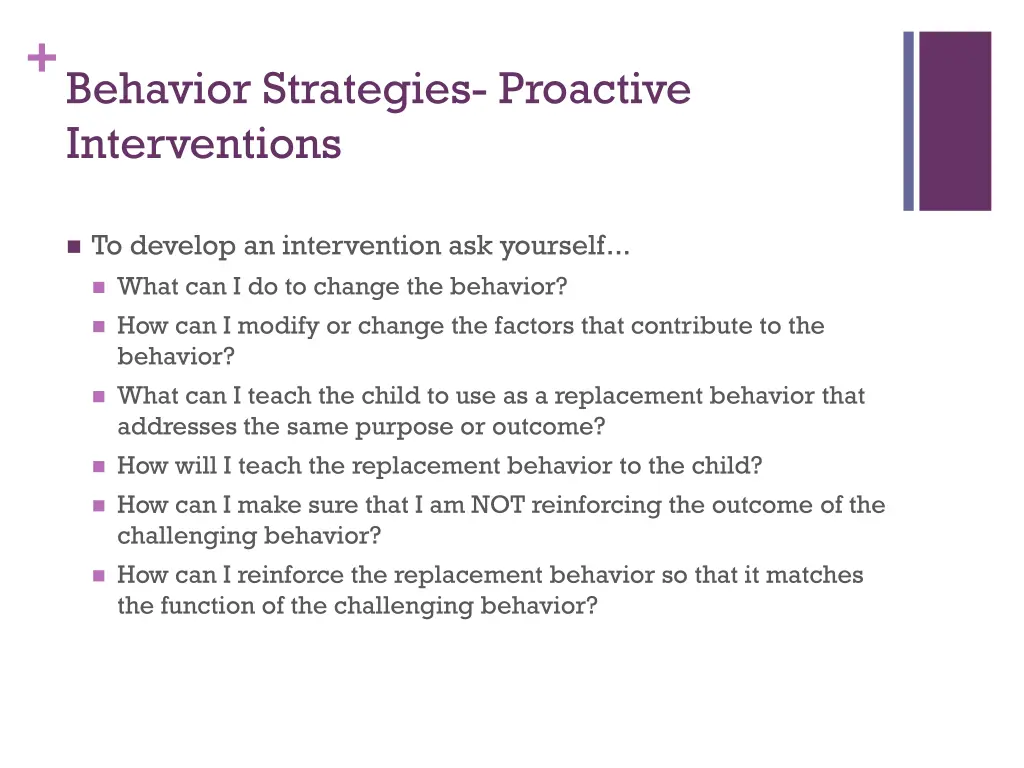 behavior strategies proactive interventions