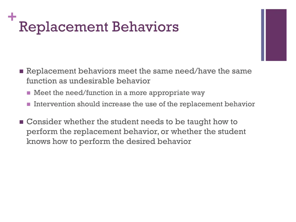 replacement behaviors