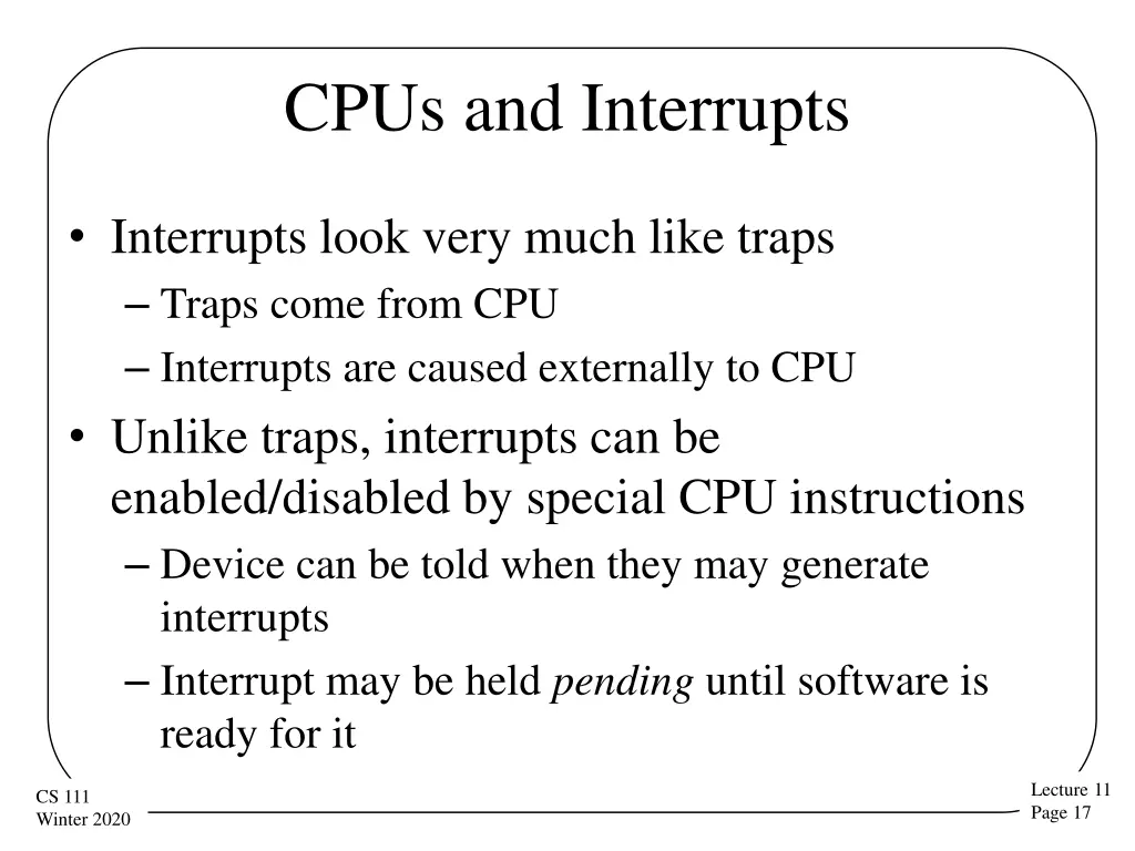 cpus and interrupts