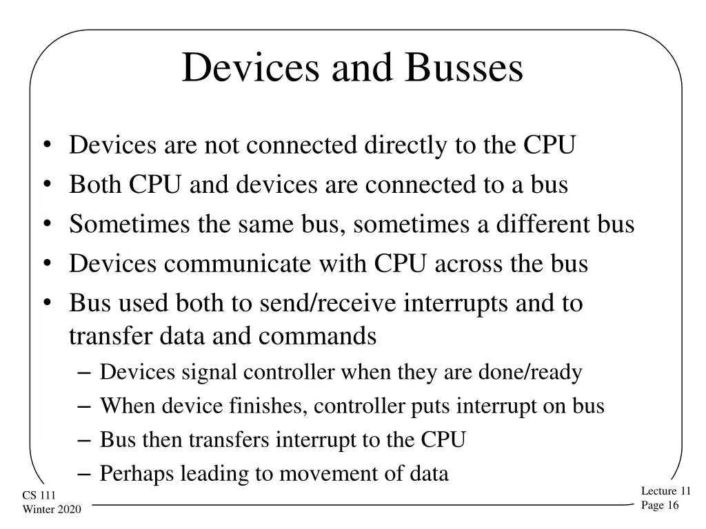 devices and busses