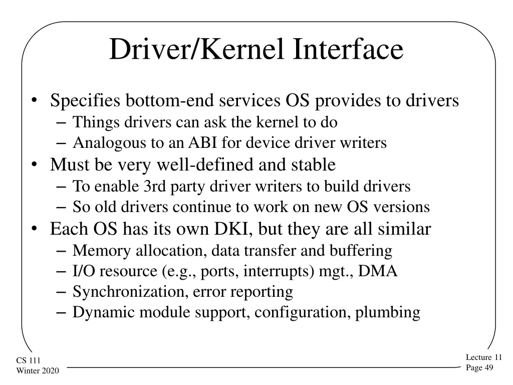 driver kernel interface