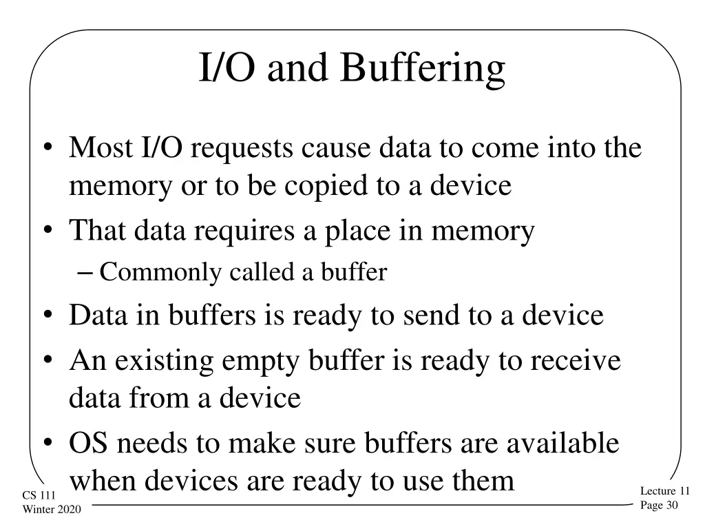 i o and buffering