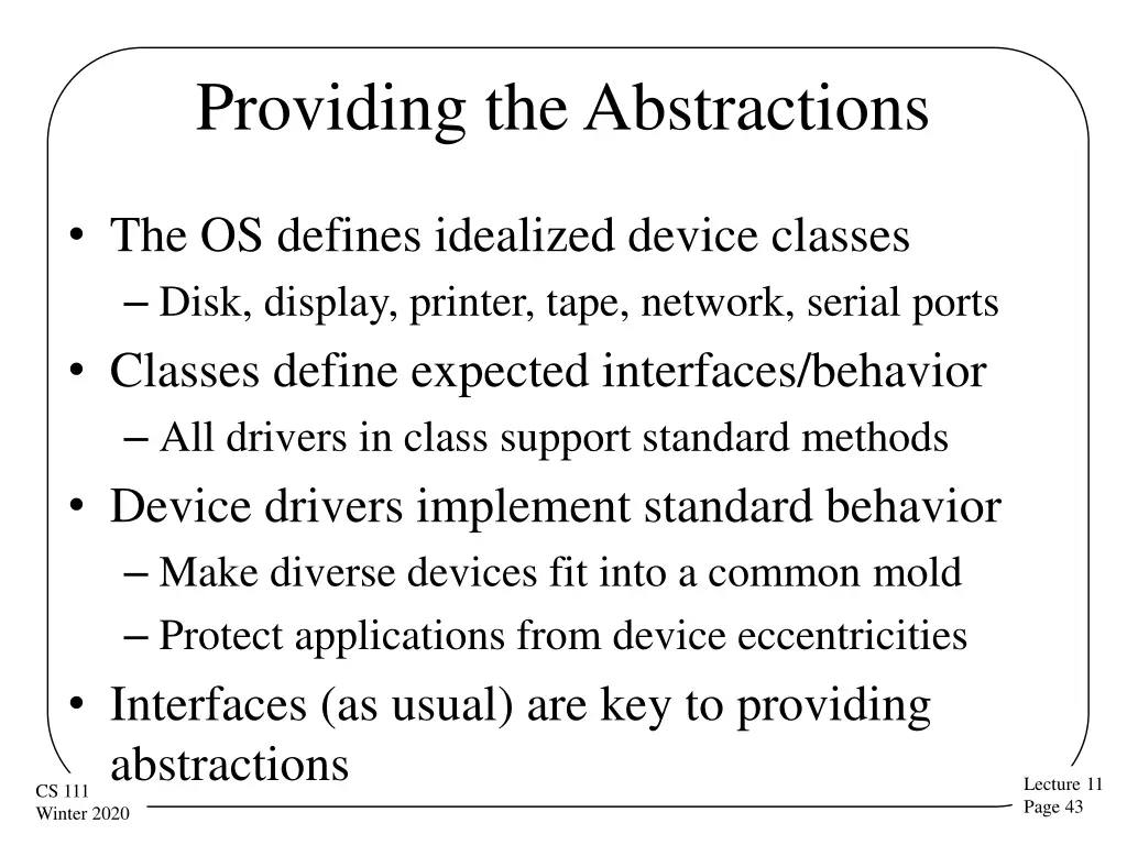 providing the abstractions