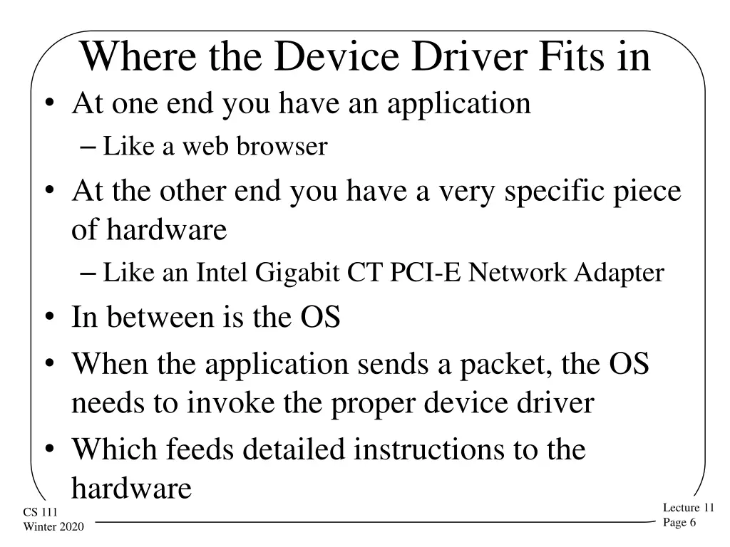 where the device driver fits