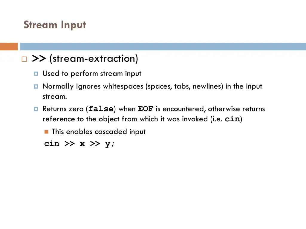 stream input