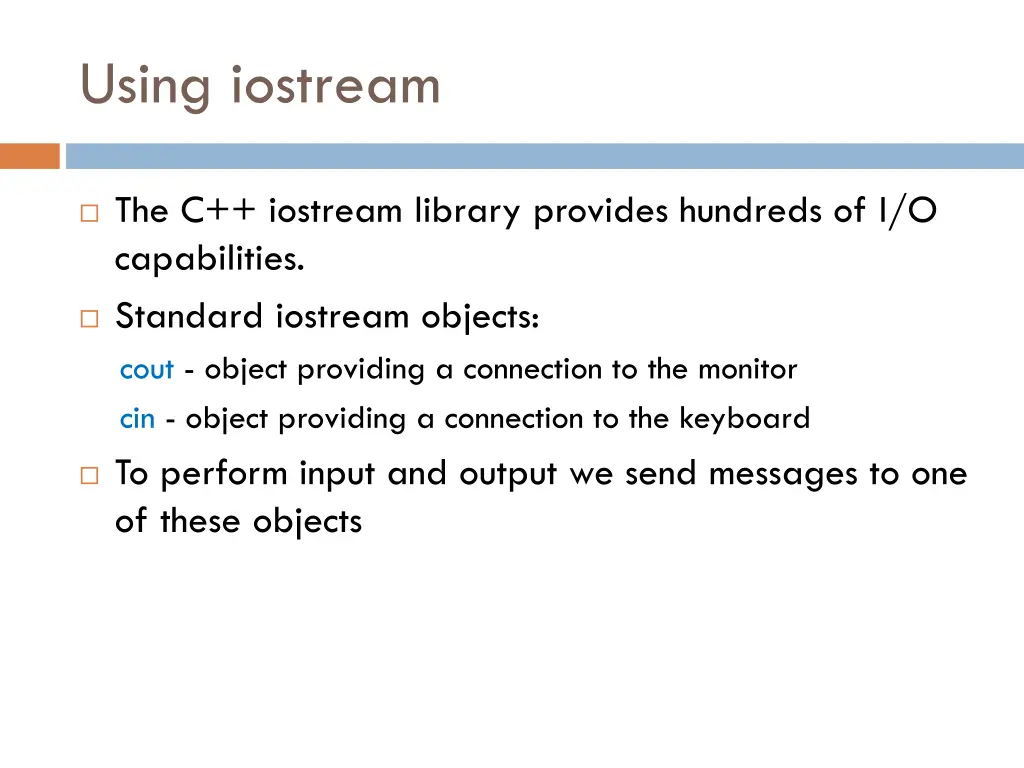 using iostream