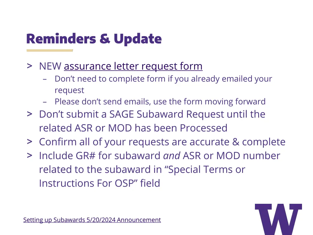 reminders update