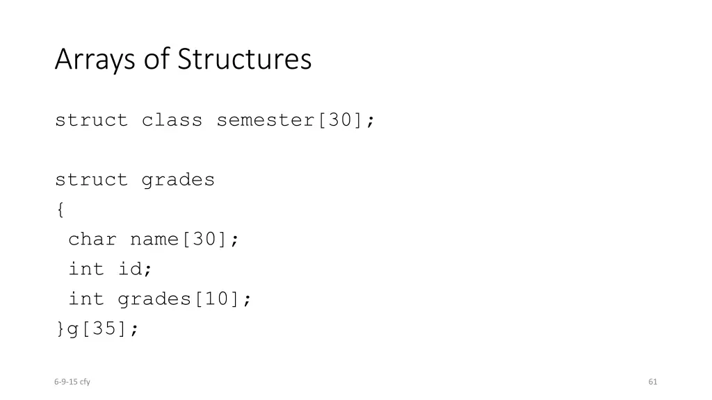 arrays of structures