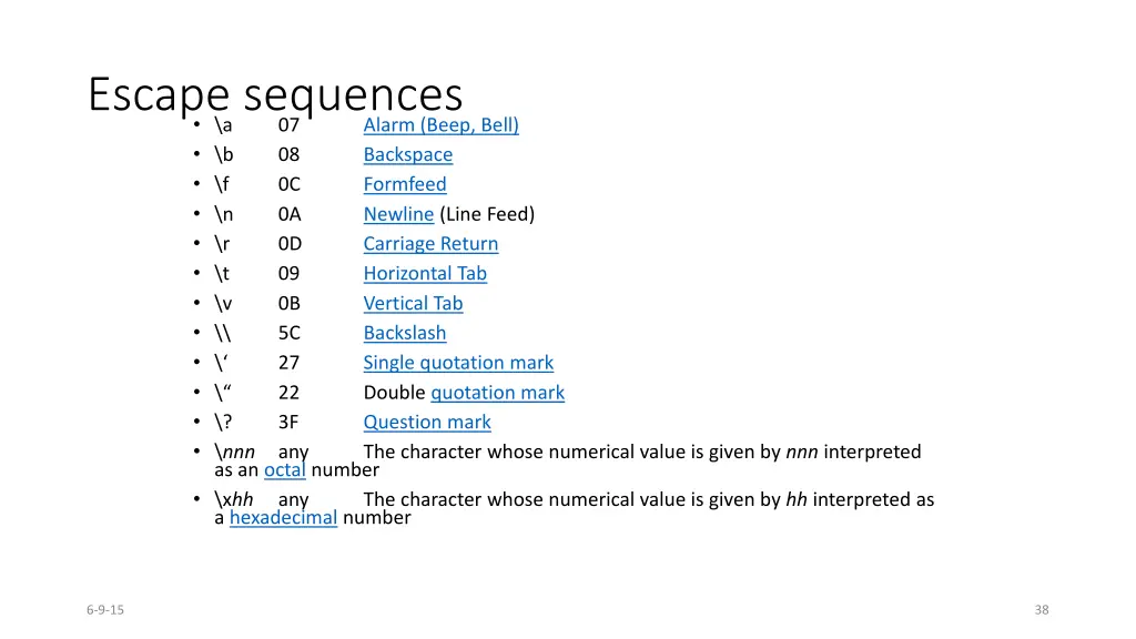 escape sequences