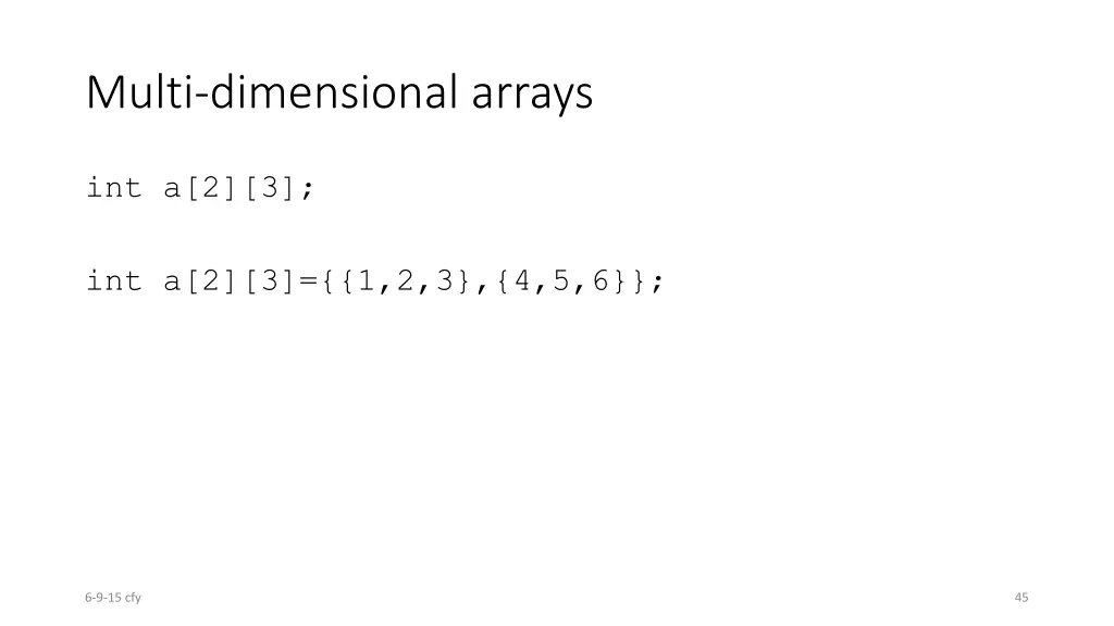 multi dimensional arrays