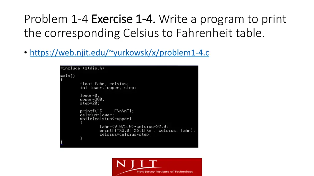 problem 1 4 exercise 1 the corresponding celsius