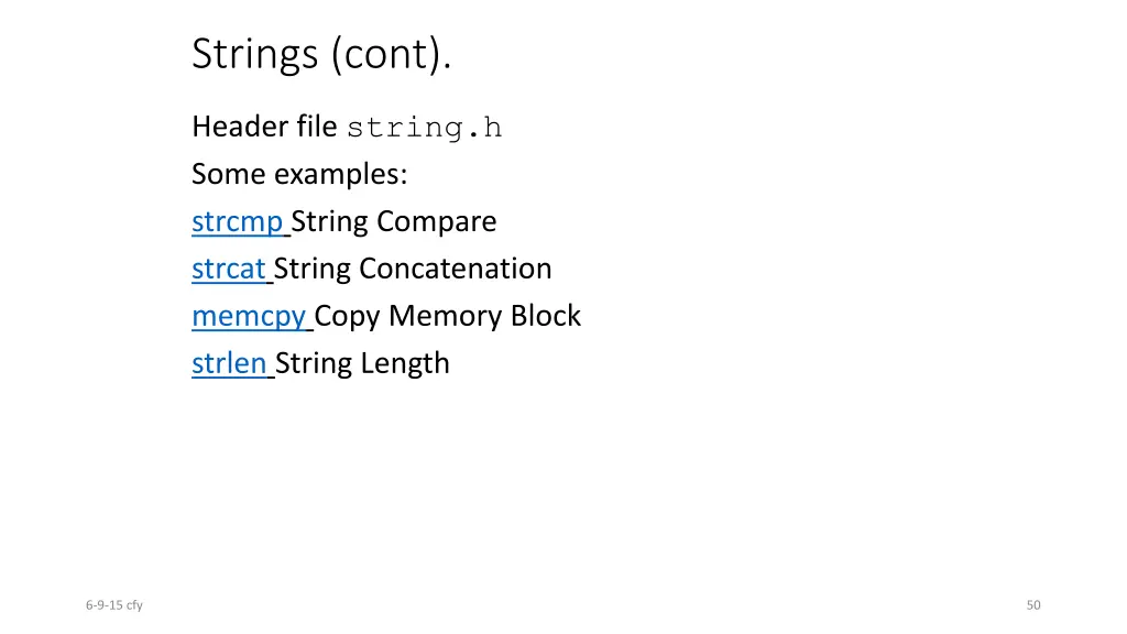 strings cont 1