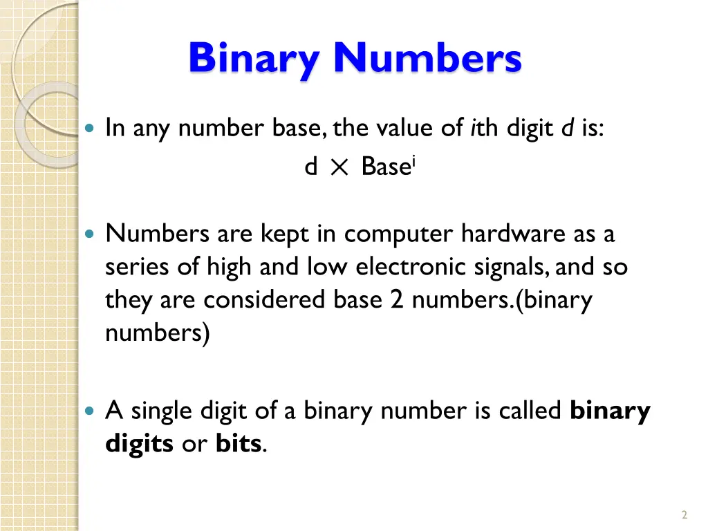 binary numbers