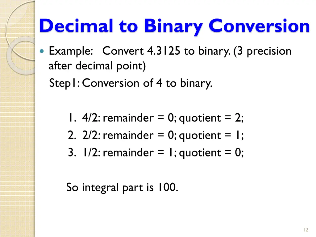 decimal to binary conversion 2