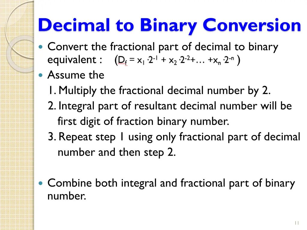 decimal to binary conversion convert