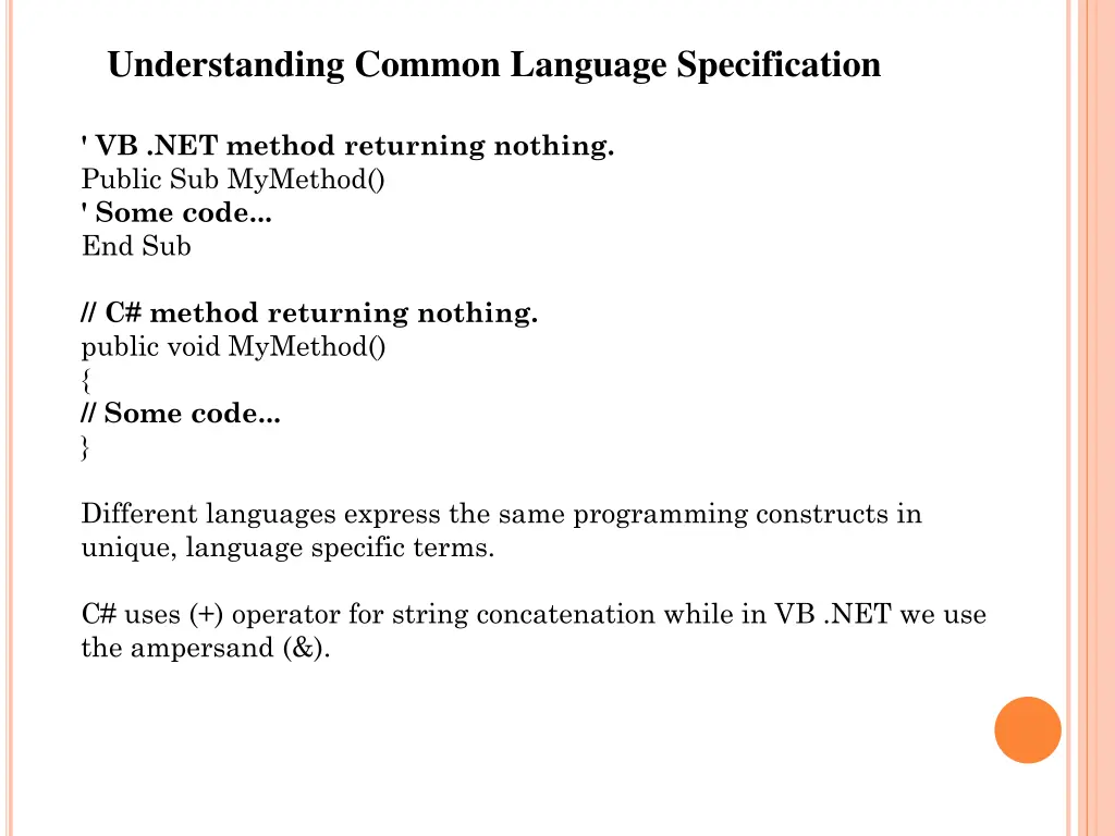 understanding common language specification