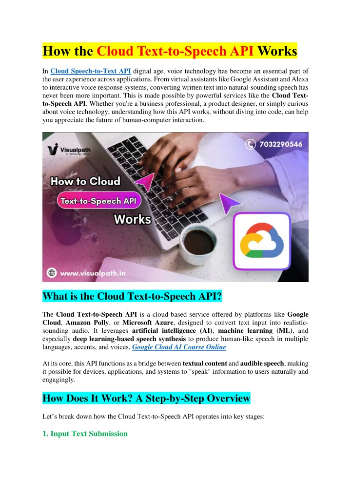 how the cloud text to speech api works