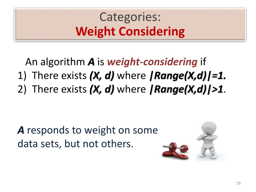 categories weight considering