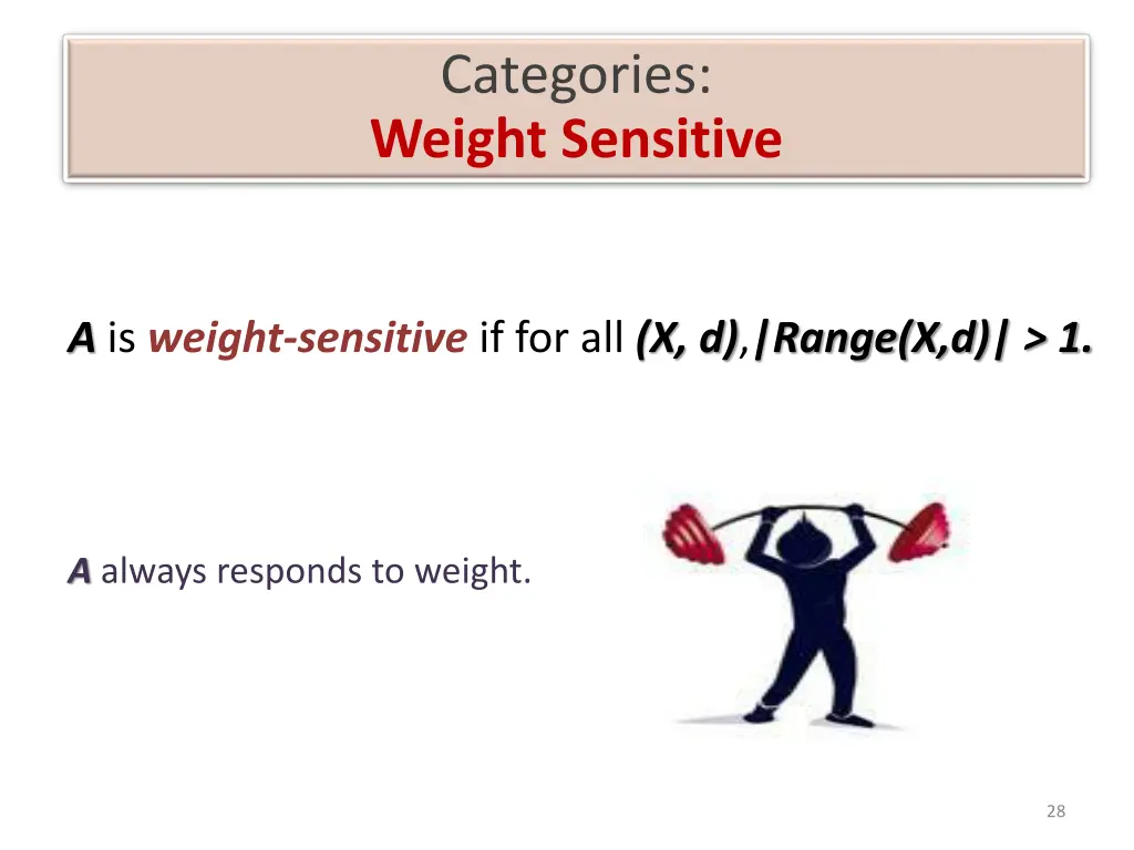 categories weight sensitive