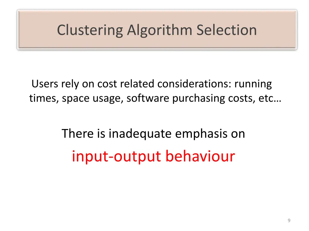 clustering algorithm selection 1