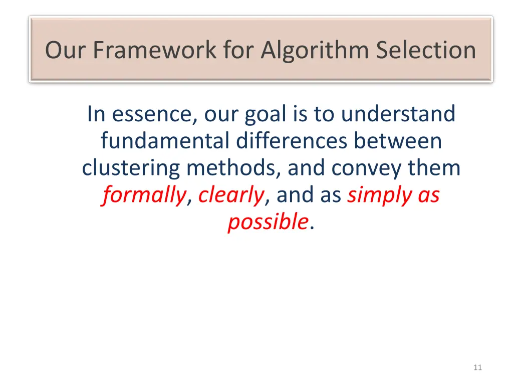 our framework for algorithm selection 1