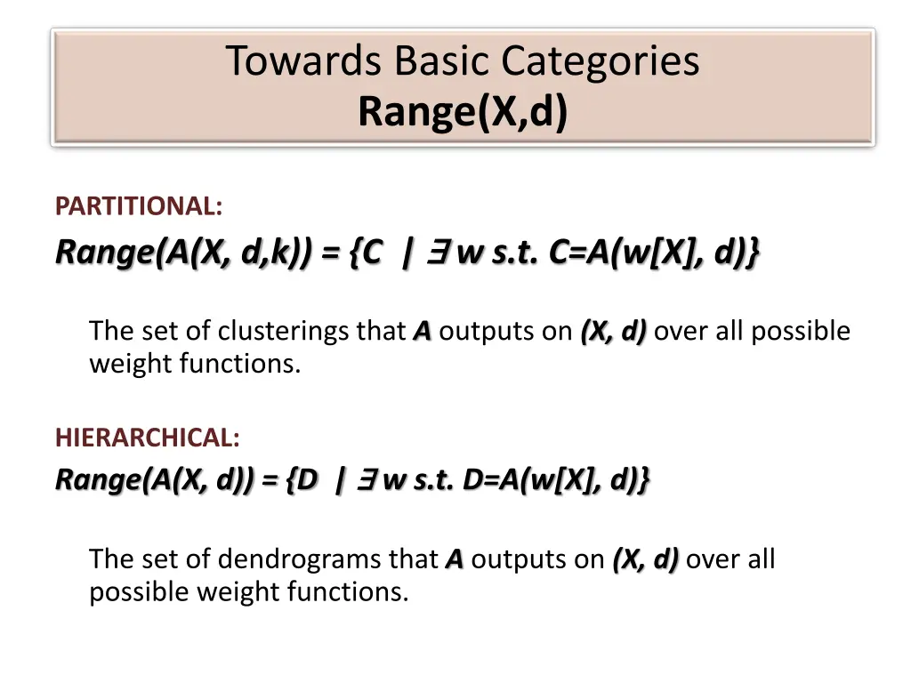 towards basic categories range x d