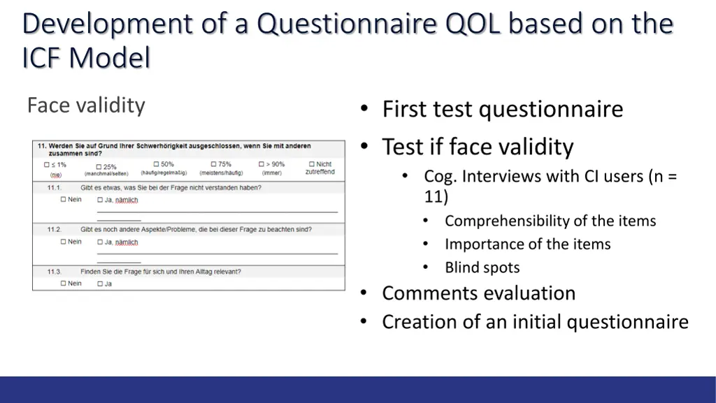 development of a questionnaire qol based