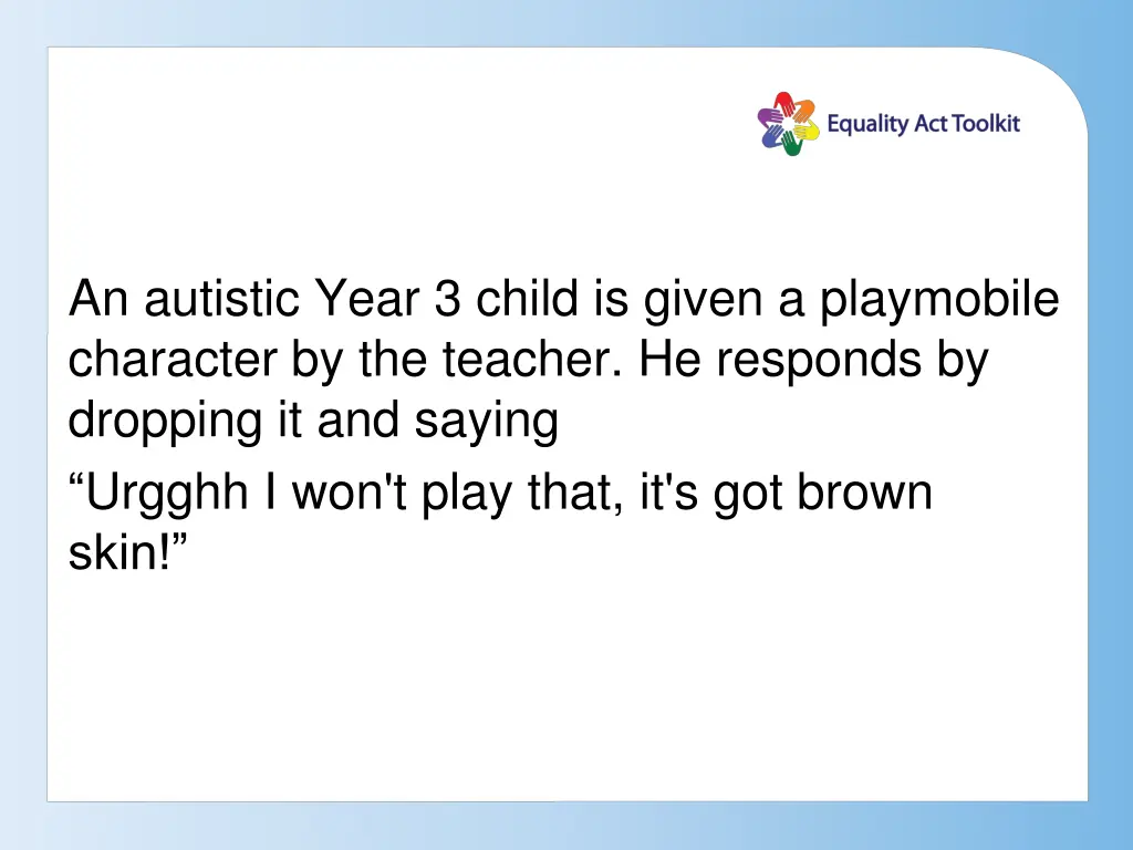 an autistic year 3 child is given a playmobile