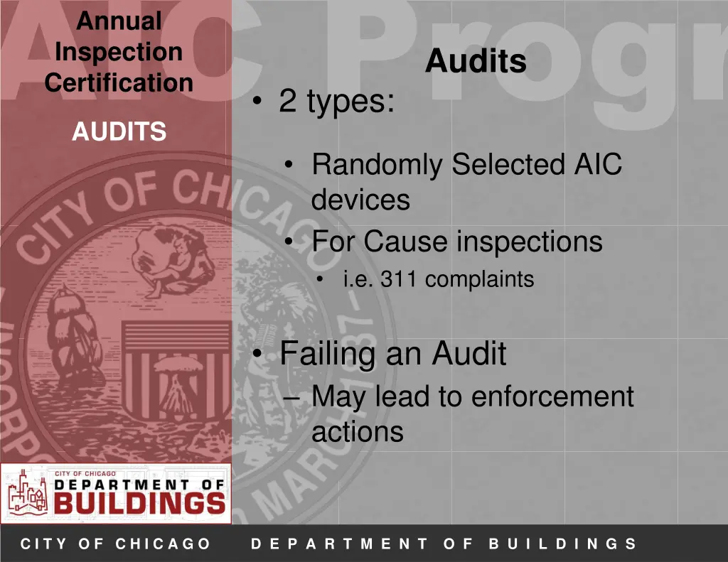 aic progr audits randomly selected aic devices