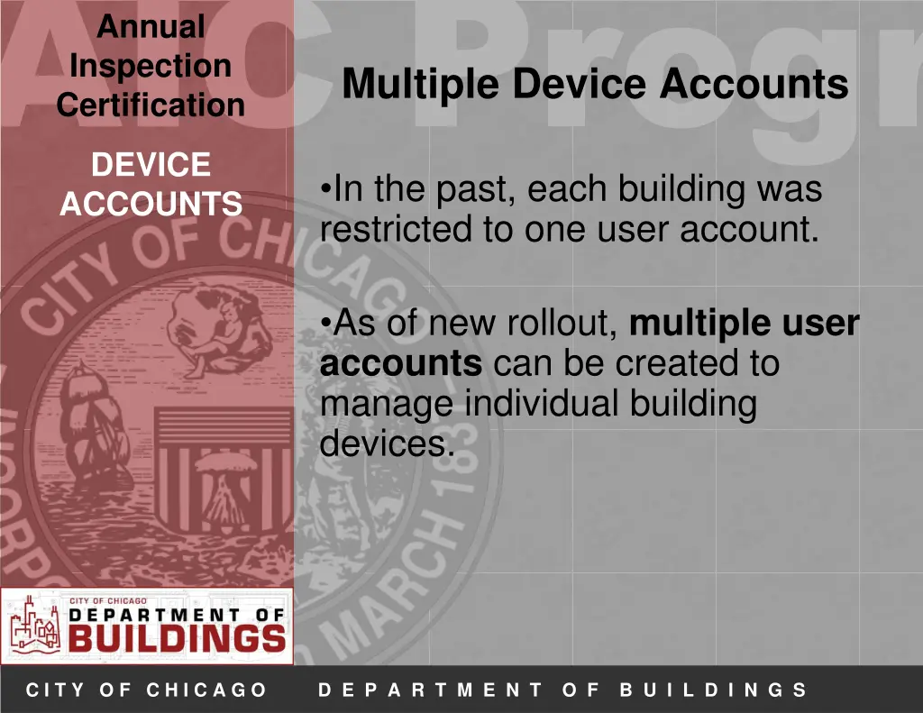 aic progr device accounts restricted to one user