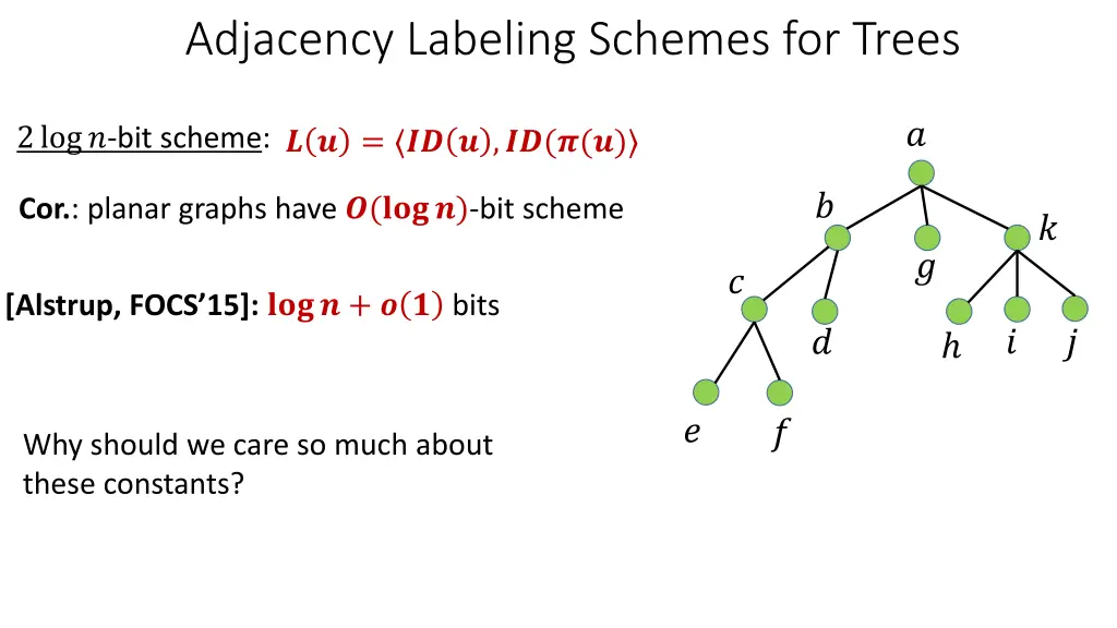 adjacency labeling schemes for trees