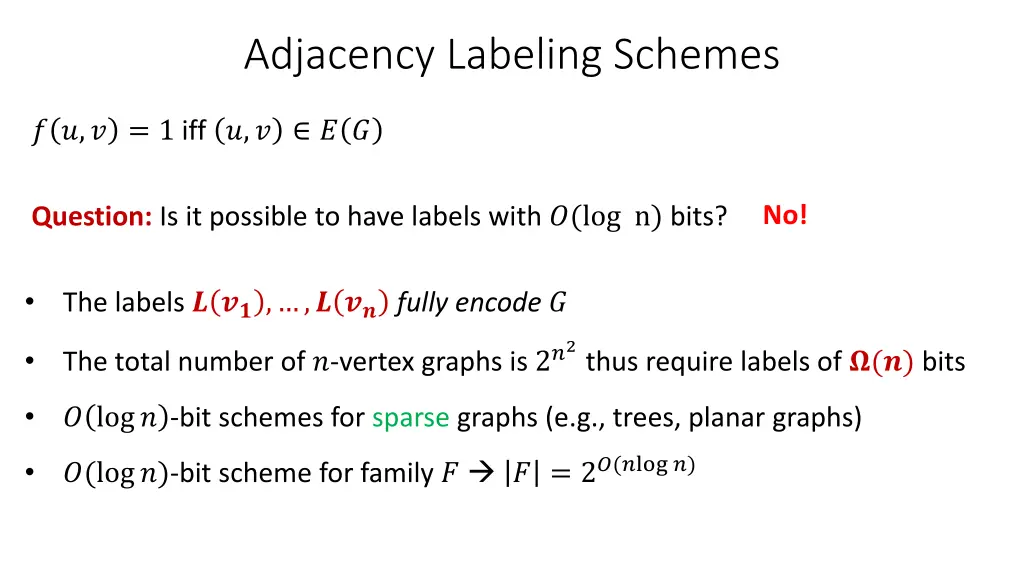 adjacency labeling schemes