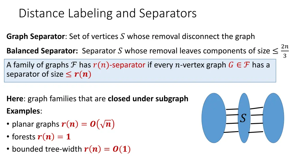 distance labeling and separators