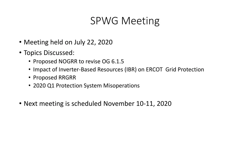 spwg meeting