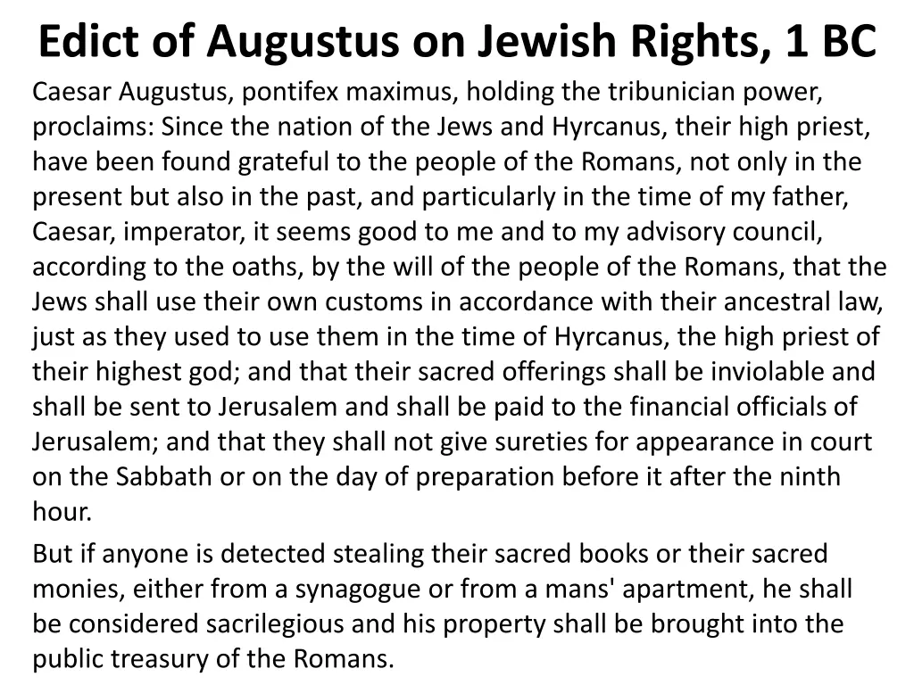 edict of augustus on jewish rights 1 bc caesar