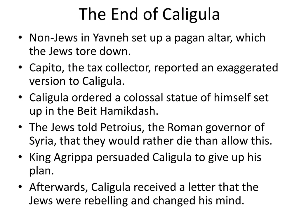 the end of caligula non jews in yavneh