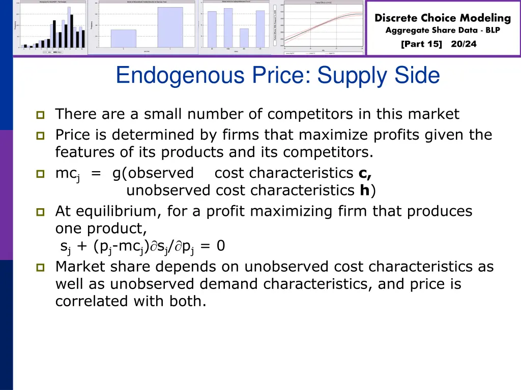 discrete choice modeling aggregate share data blp 19