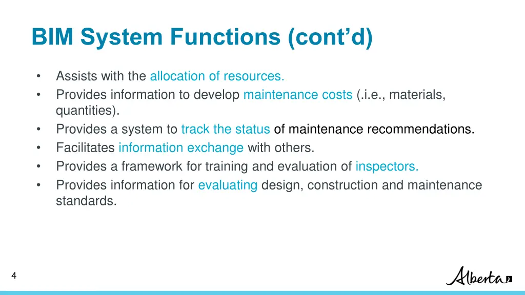 bim system functions cont d