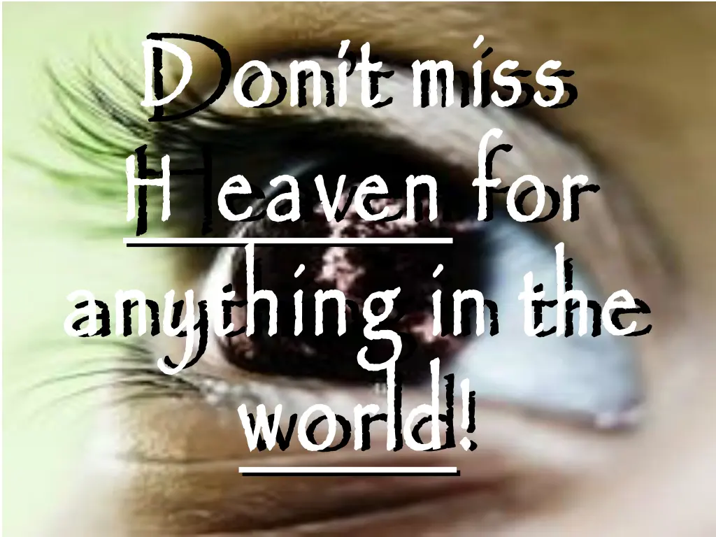 d on t miss h eaven anything in the world