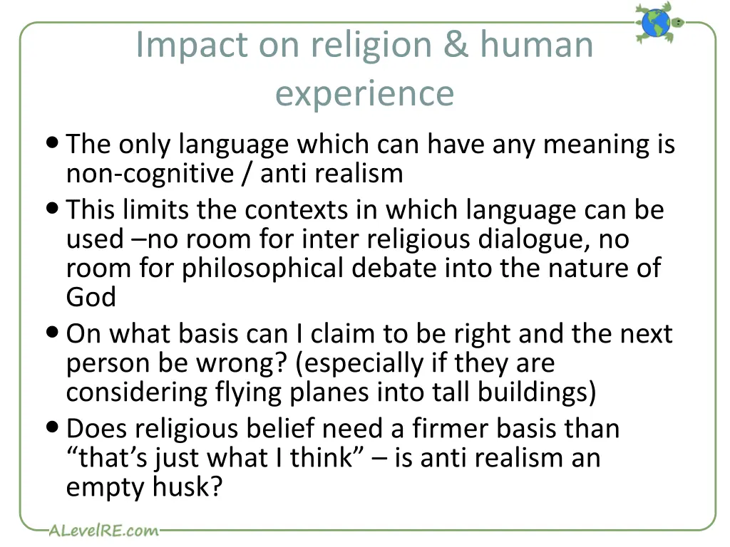 impact on religion human experience the only