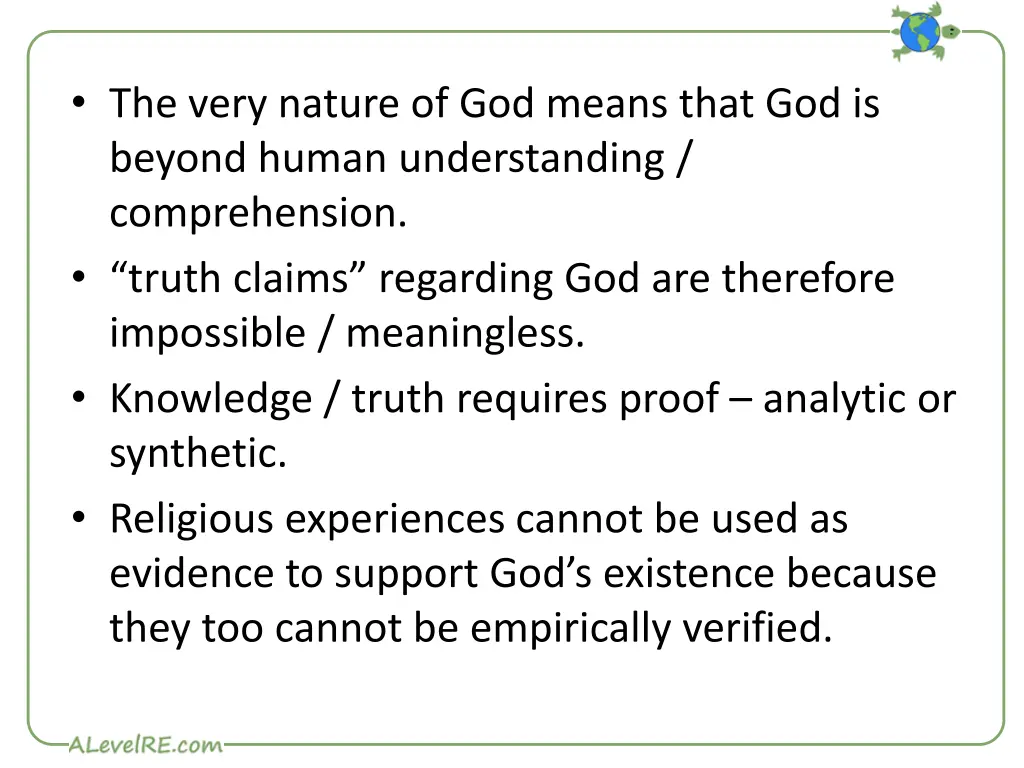 the very nature of god means that god is beyond