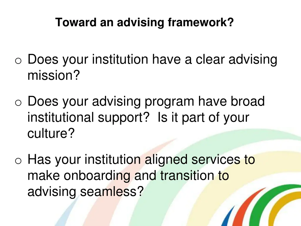 toward an advising framework 1