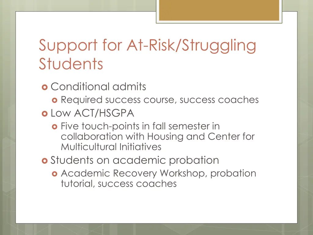 support for at risk struggling students