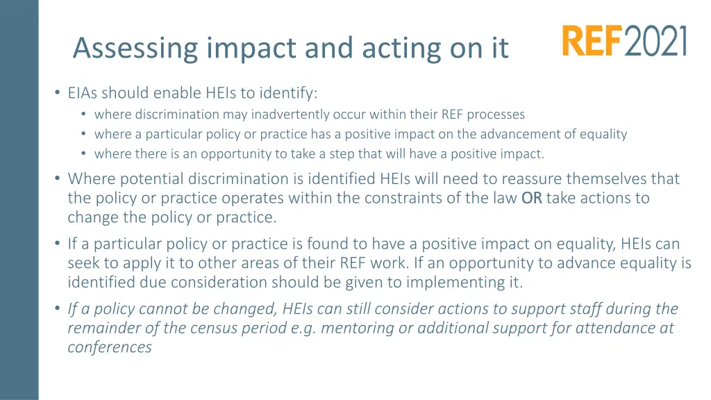 assessing impact and acting on it