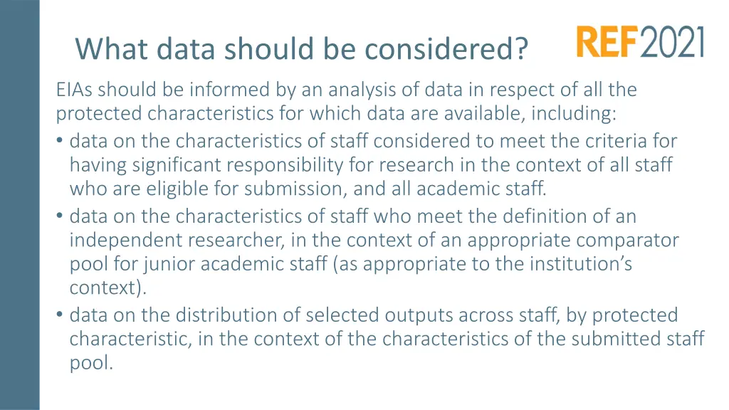 what data should be considered