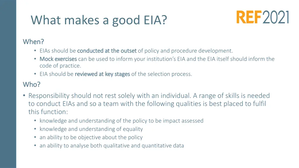 what makes a good eia 1