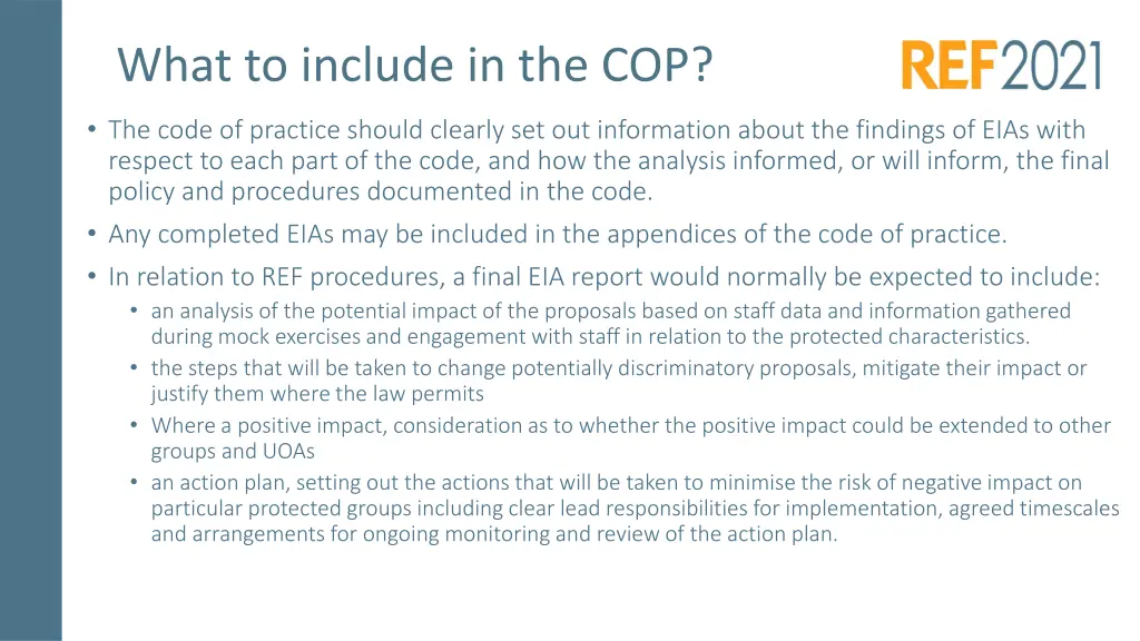 what to include in the cop