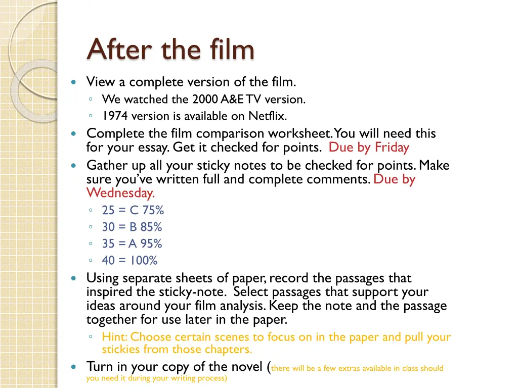 after the film