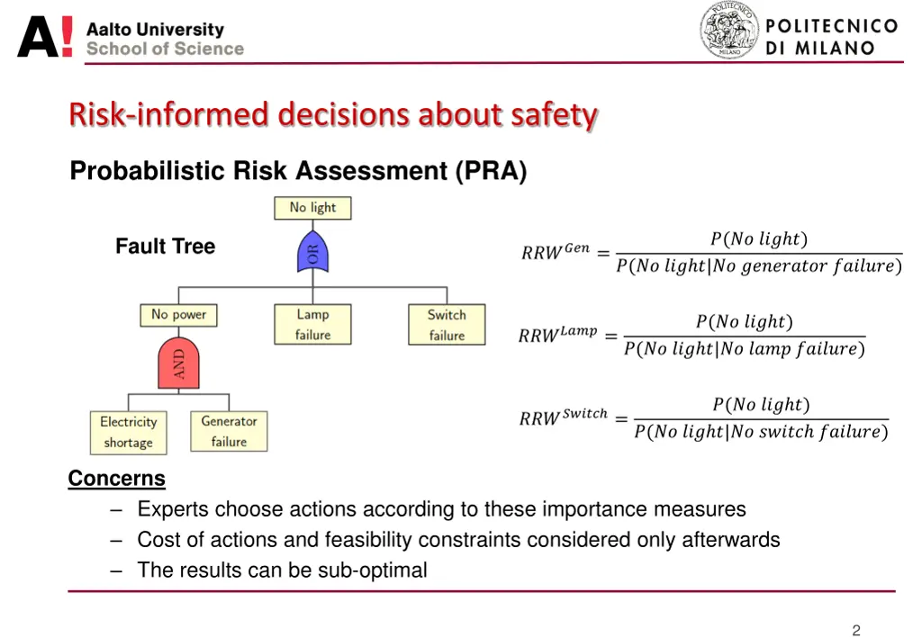 risk informed decisions about safety
